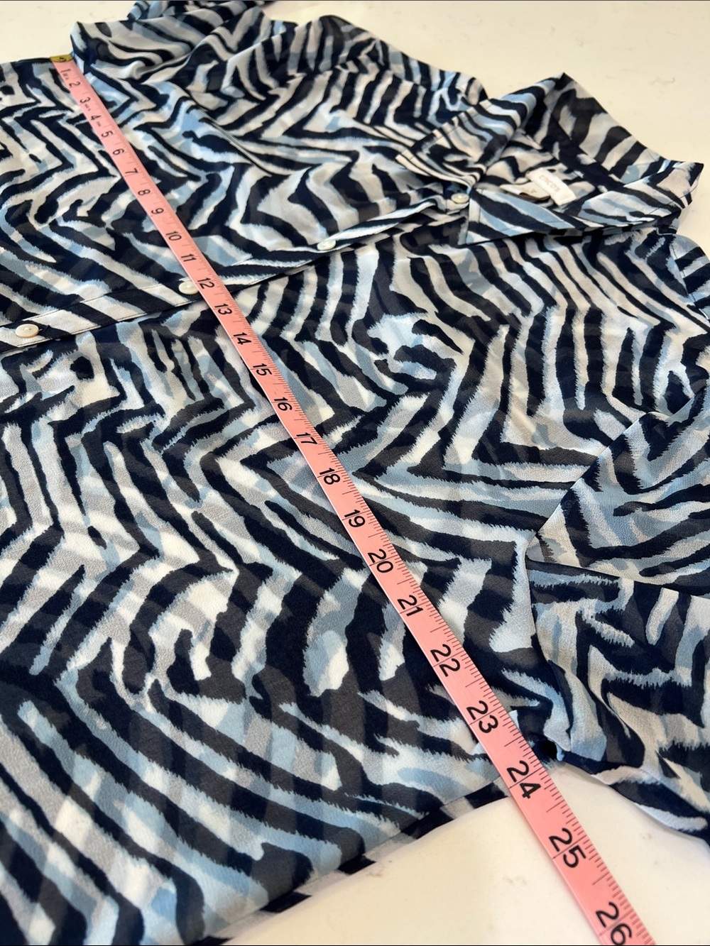 Chico’s Zebra Print Sheer Button-Front Blouse 3/3X - Picture 6 of 8